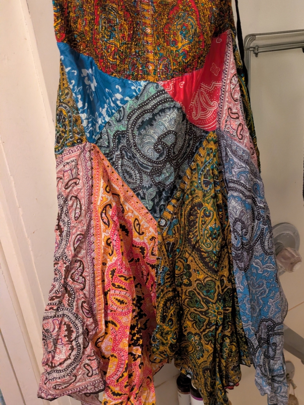 Boho Patchwork Paisley Maxi Skirt - Multicolor